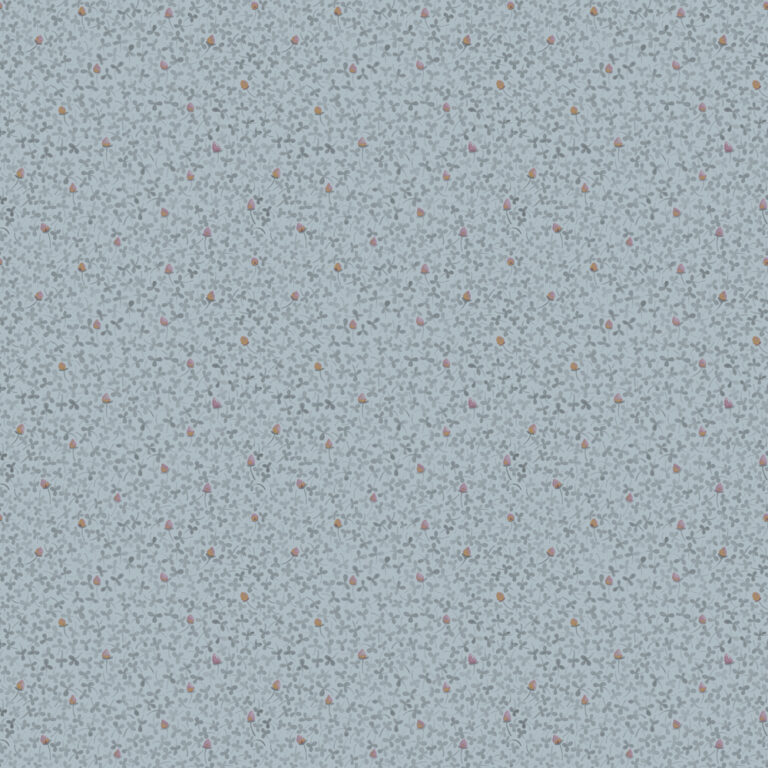 Blue wallpaper with a small pattern, leaf pattern