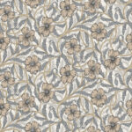 Beige wallpaper with a floral, large-scale pattern