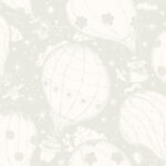 Gray Wallpaper with Children, Large-Scale Pattern