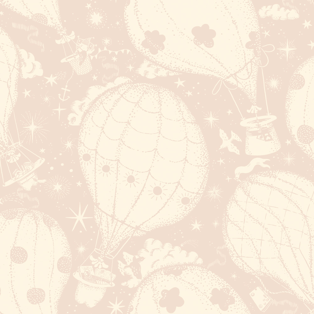 Pink Wallpaper with Children, Large-Scale Pattern