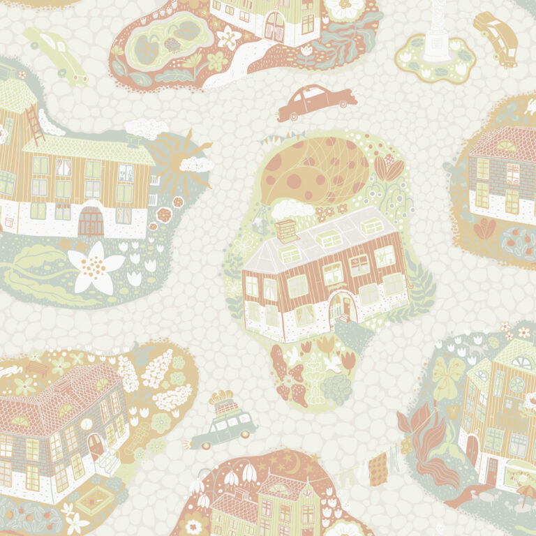 Multicolored wallpaper with a children's pattern