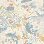 Multicolored wallpaper with animal and children's patterns