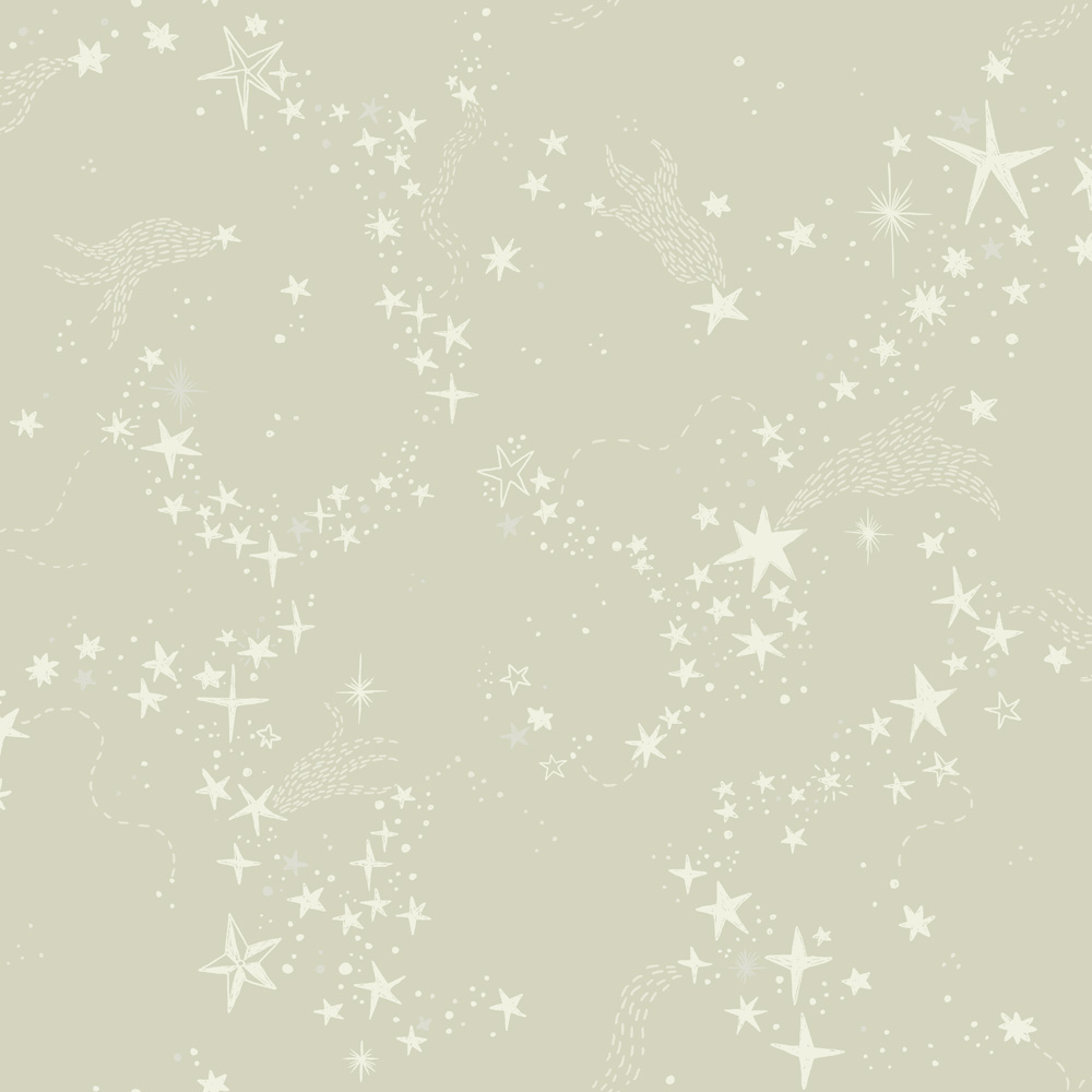 Green Wallpaper with Children, Small Pattern
