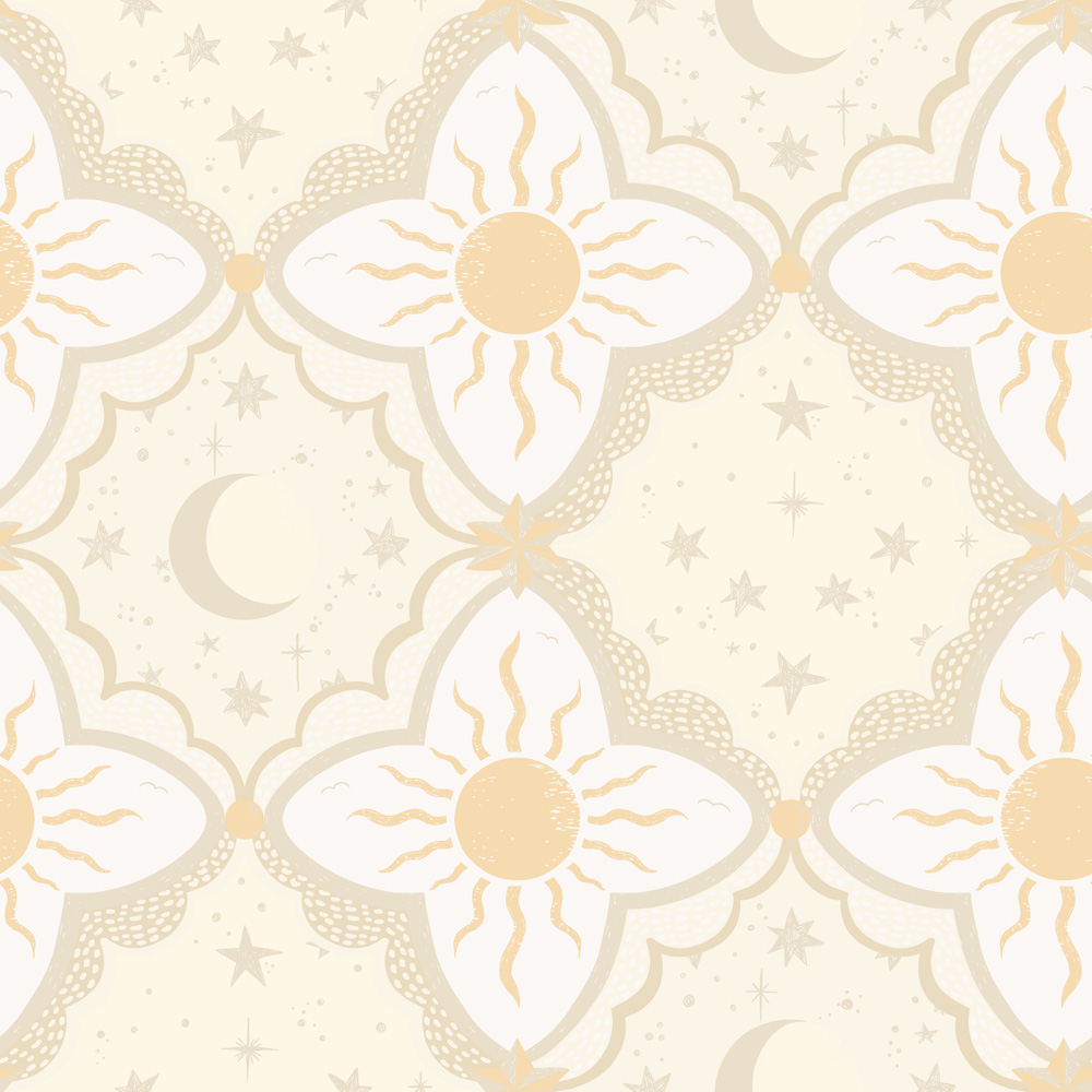 Yellow Wallpaper with Children, Large-Scale Pattern