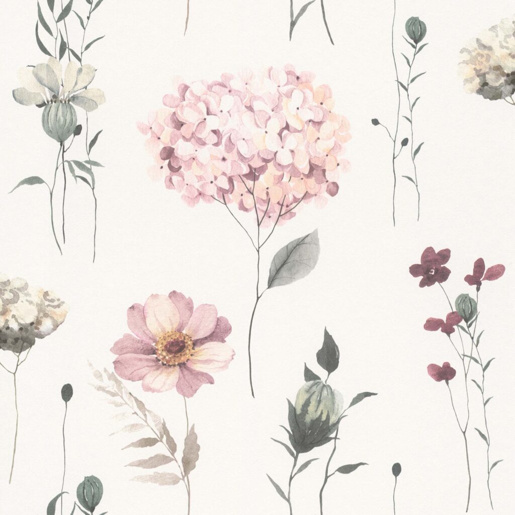 Multifärgat, Rosa tapet med Blommigt mönster