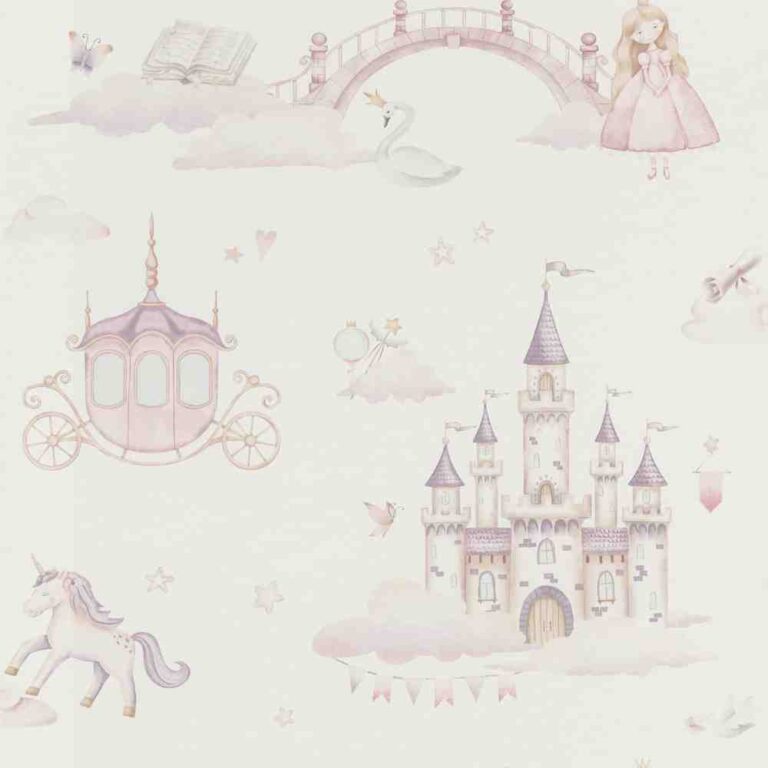 White Wallpaper with Children, Figurative Pattern