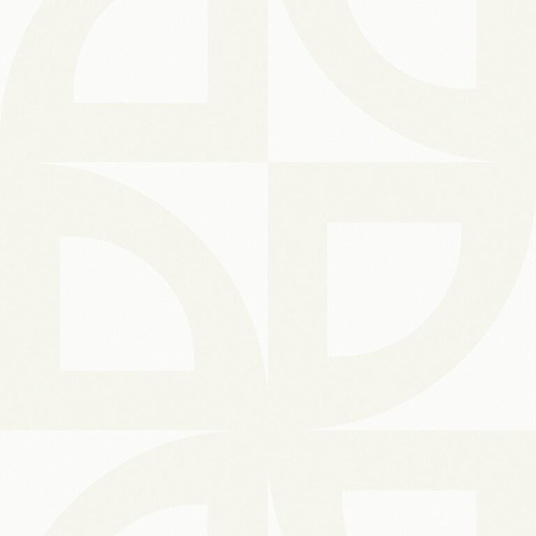 White wallpaper with a geometric, retro pattern