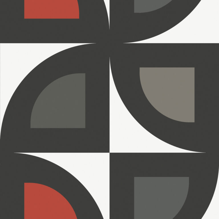 White wallpaper with a geometric, retro pattern