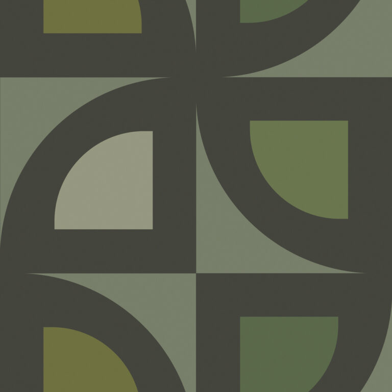 Green Wallpaper with a Retro, Geometric Pattern