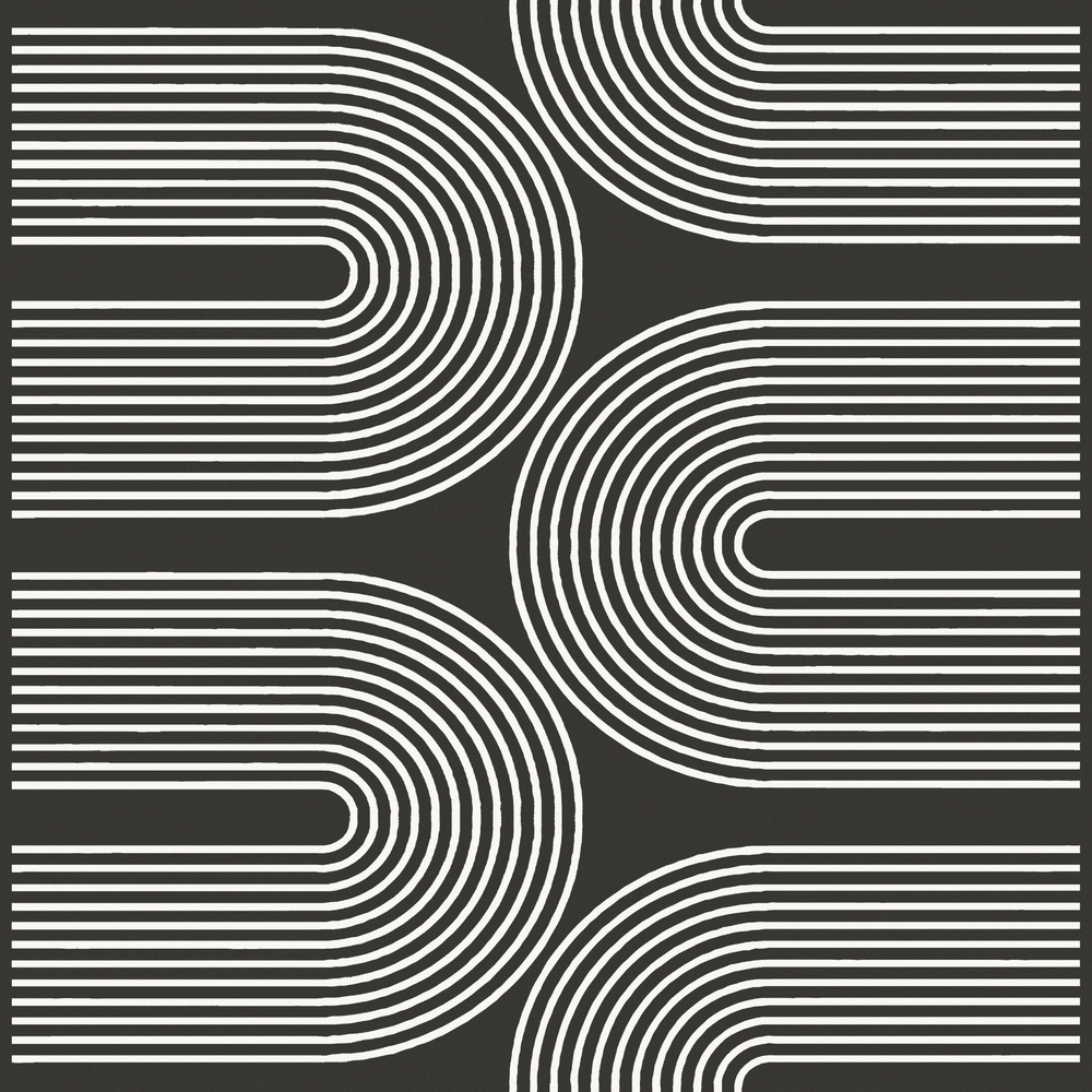 Black wallpaper with a geometric, retro pattern