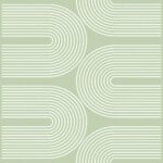 Green wallpaper with a geometric, retro pattern