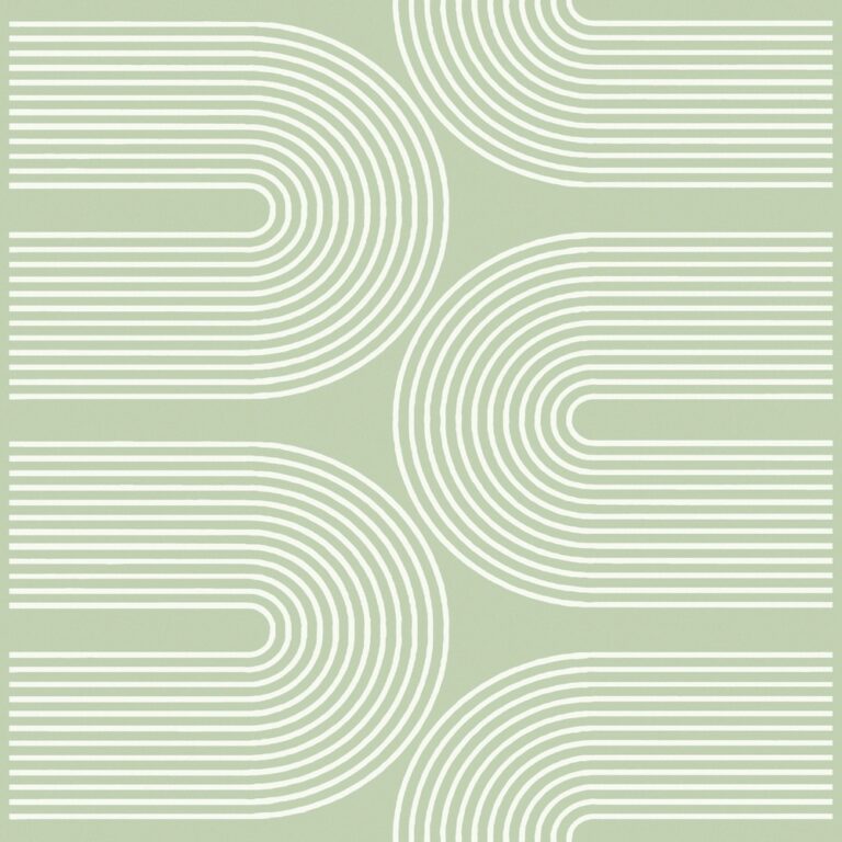 Green wallpaper with a geometric, retro pattern