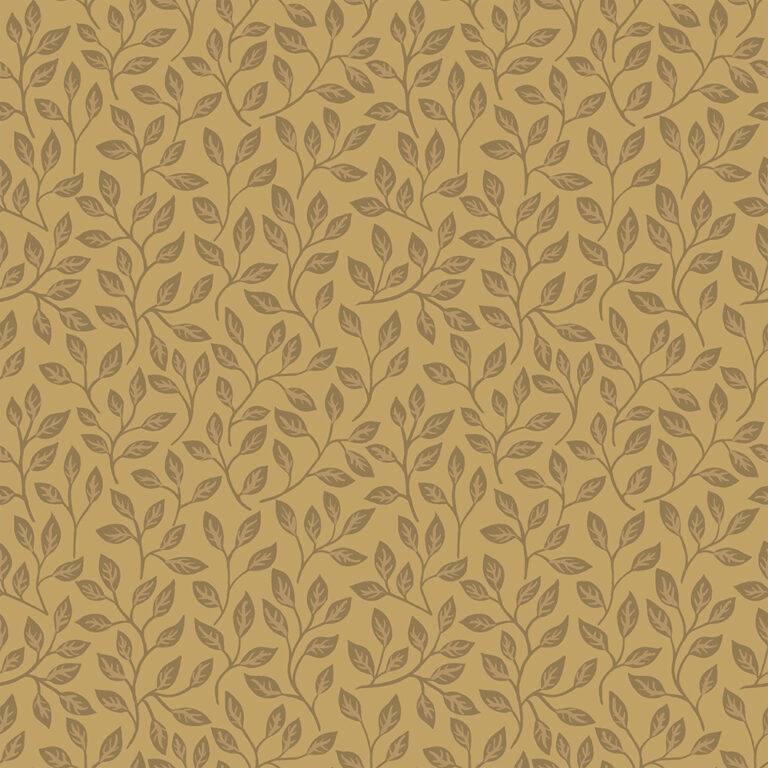 Yellow, Gold Wallpaper with Leaves, , Small Pattern