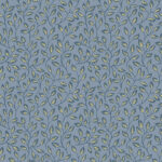 Blue, Silver Wallpaper with Leaves, , Small Pattern
