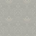 Brown wallpaper with a leaf and medallion pattern