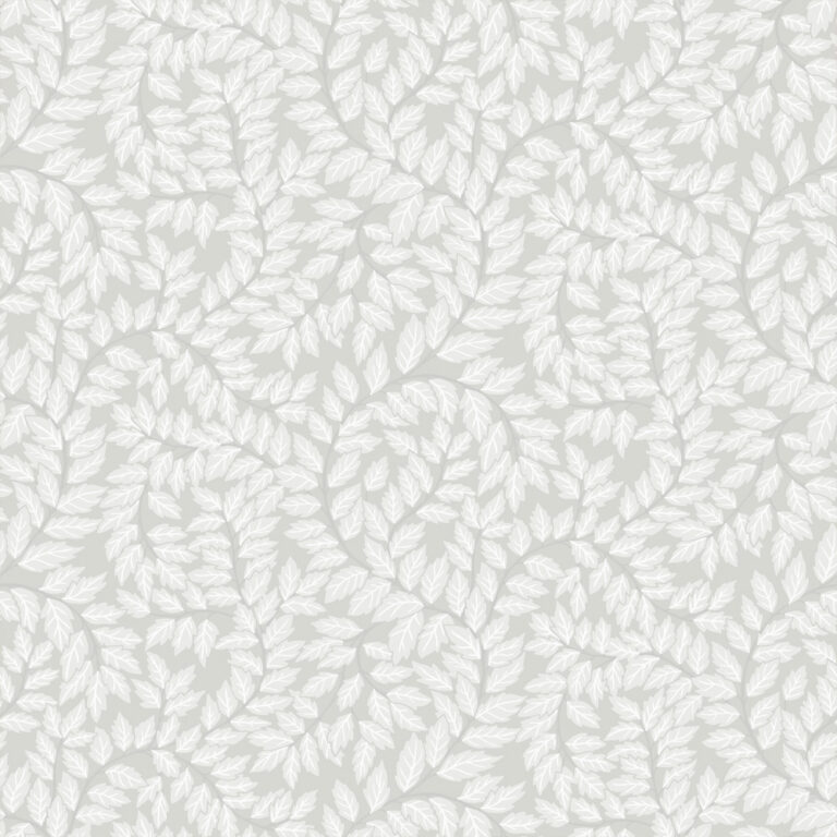 Gray, Beige Wallpaper with Leaves, Small Pattern