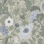 Beige, Green wallpaper with leaves, floral, bold pattern