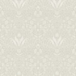 Gray, Neutral Wallpaper with Floral, Leaf, and Medallion Patterns