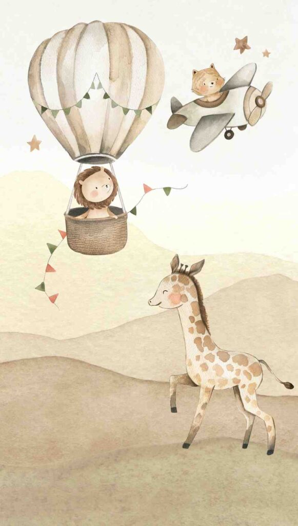 White wallpaper with Children, Animals, Figurative, Photo Wallpaper designs