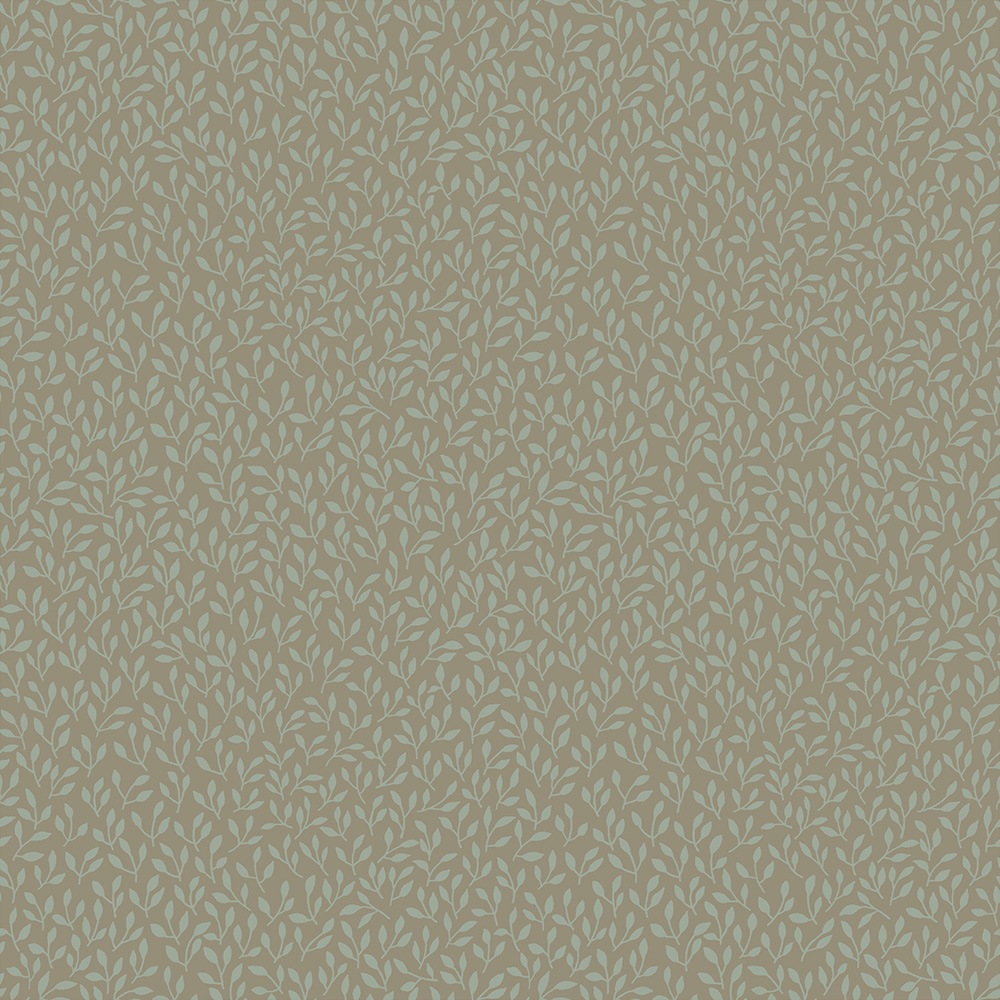 Beige, Grön tapet med Blad, , Småmönstrat mönster