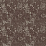 Brown, Purple wallpaper with leaves and a floral pattern
