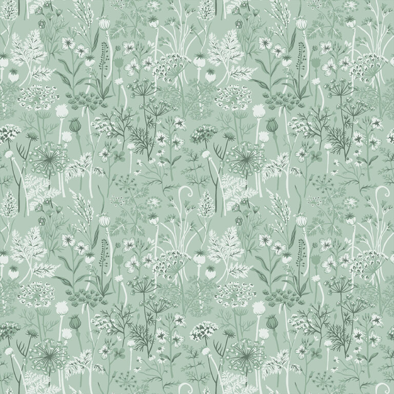 Green, Turquoise Wallpaper with a Floral Pattern