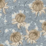 Blå, Beige tapet med Blommigt, Blad, Stormönstrat mönster