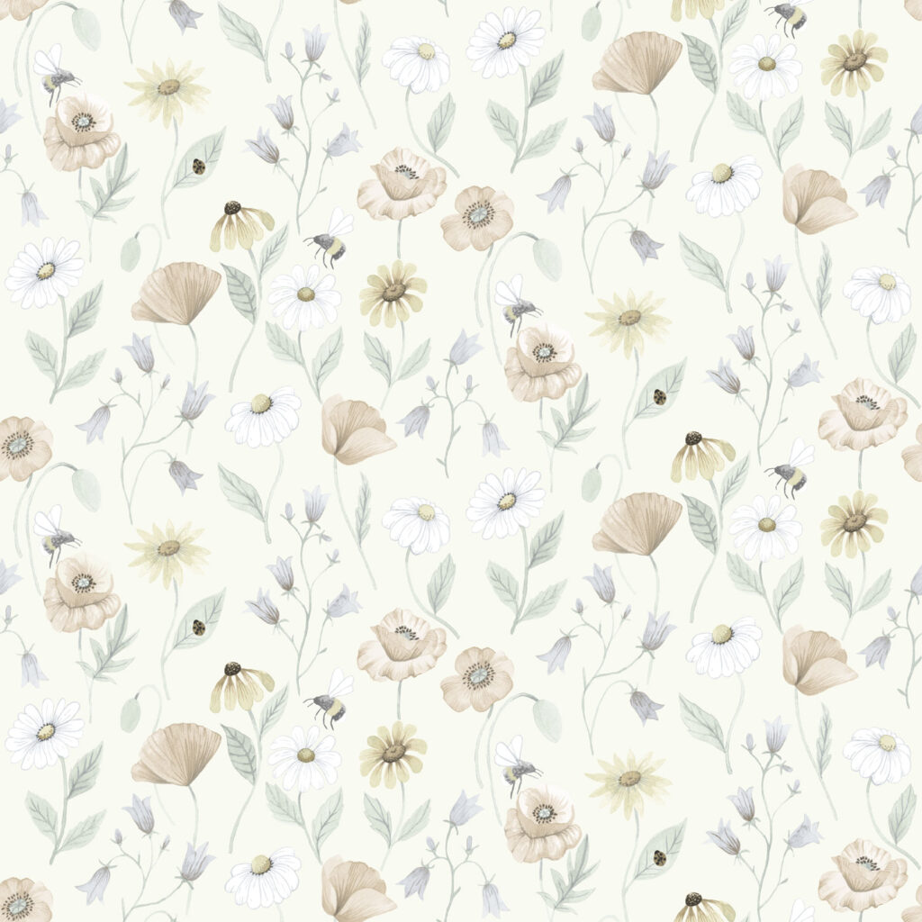 Multifärgat tapet med Blommigt,  mönster