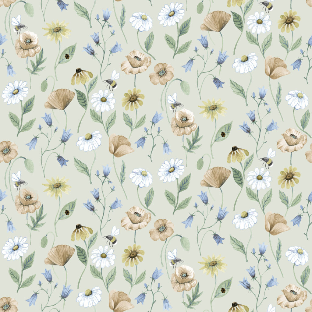 Multifärgat tapet med Blommigt,  mönster