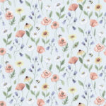 Blue, Multicolored Wallpaper with a Floral Pattern