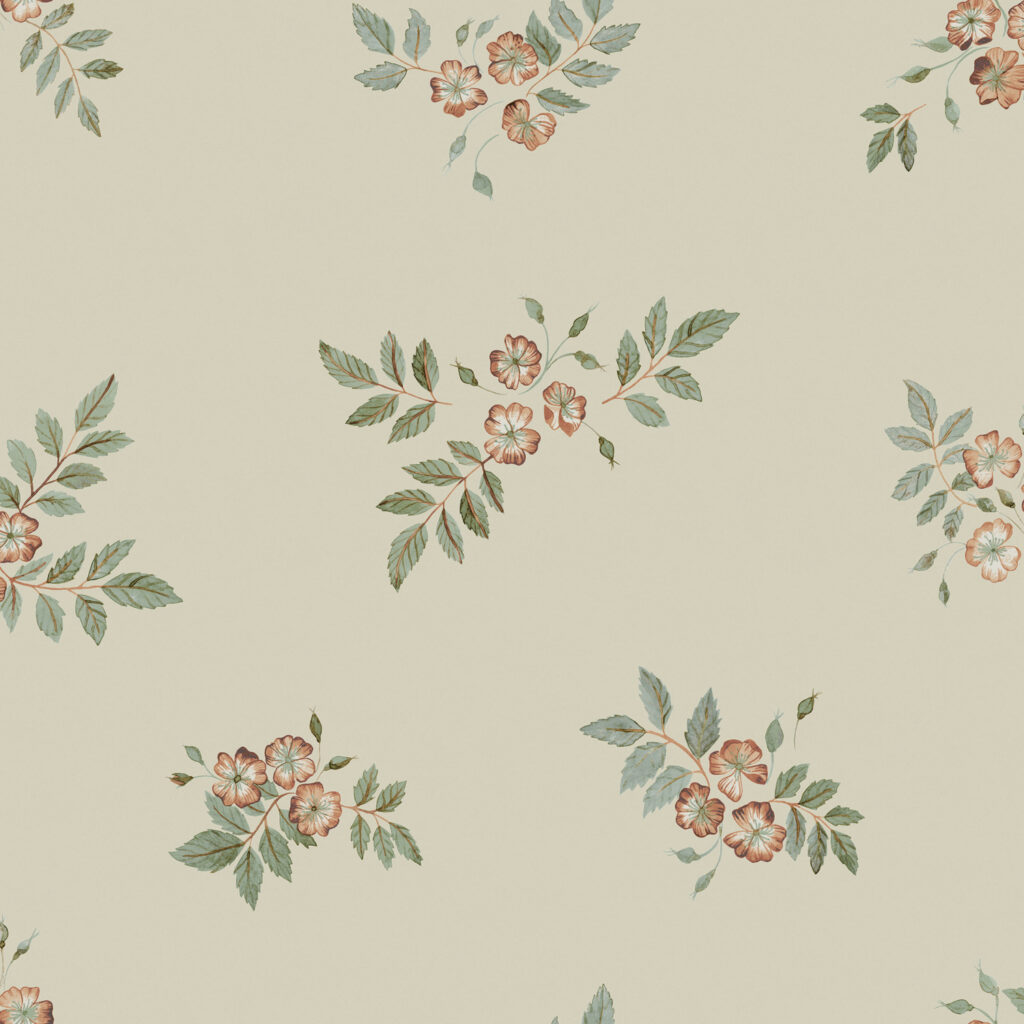 Neutral, Beige Wallpaper with a Floral Pattern