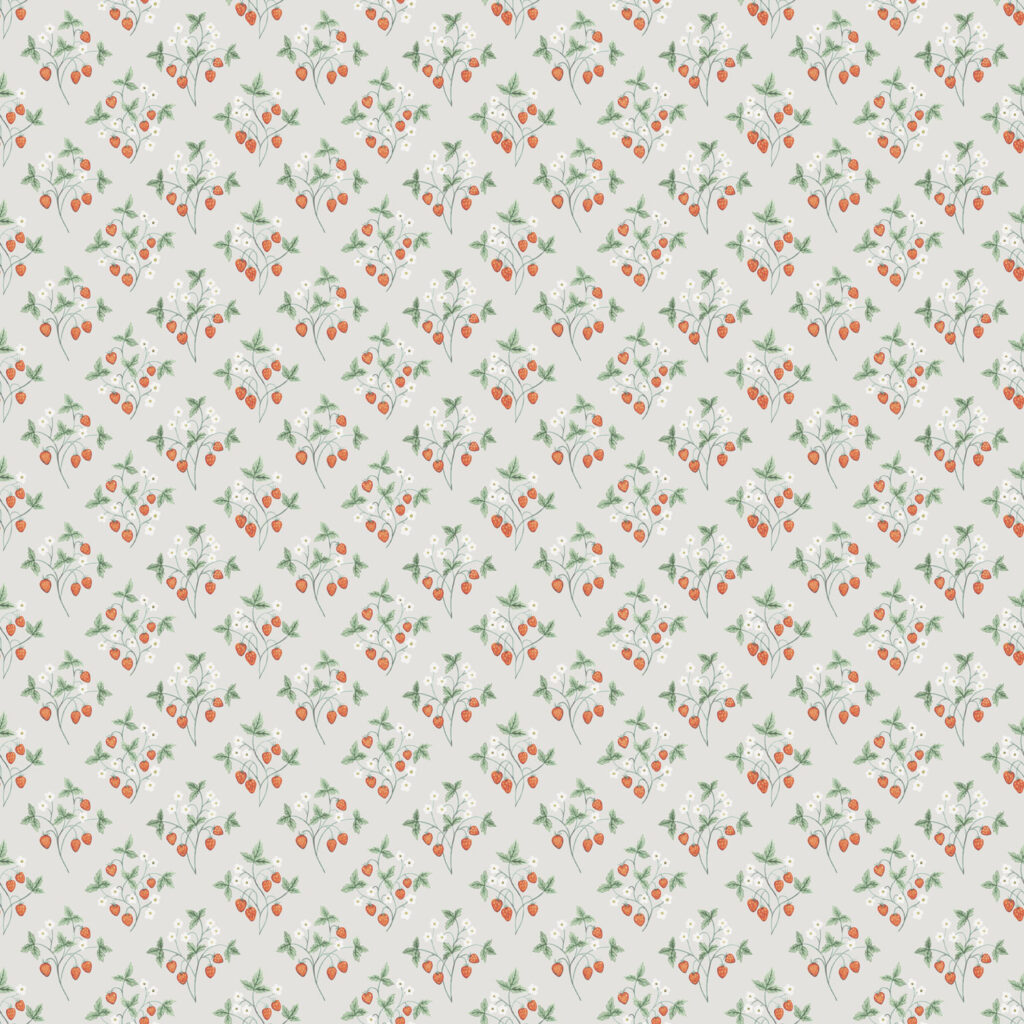 Multicolored wallpaper featuring fruit, small patterns, and floral patterns