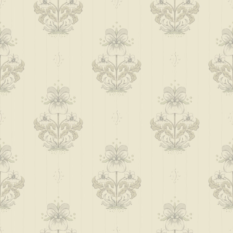 White wallpaper with a floral pattern