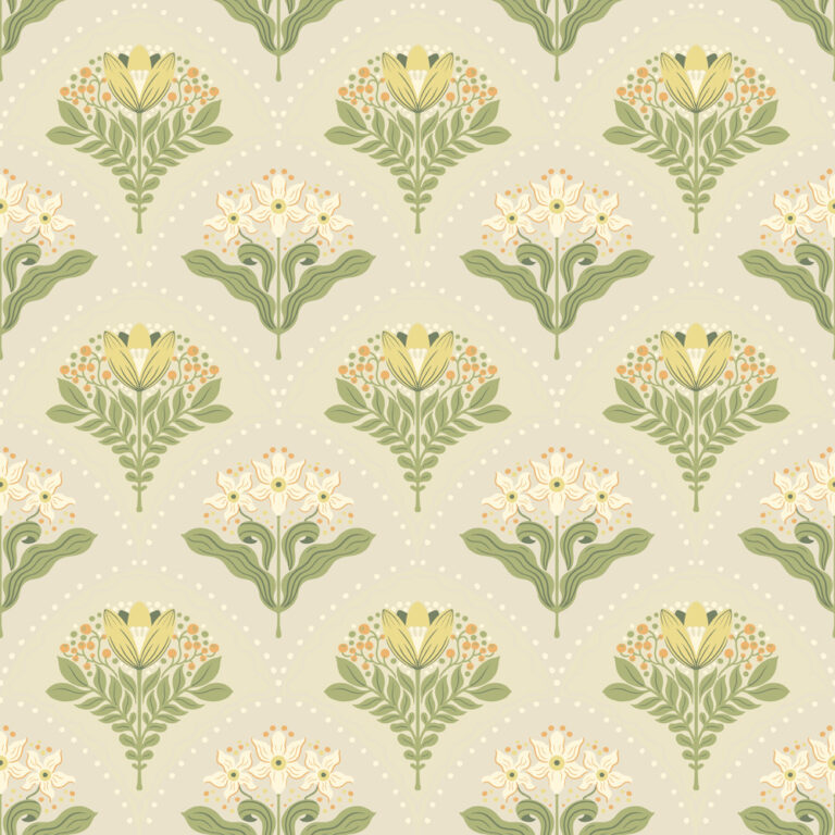Multicolored wallpaper with a floral pattern
