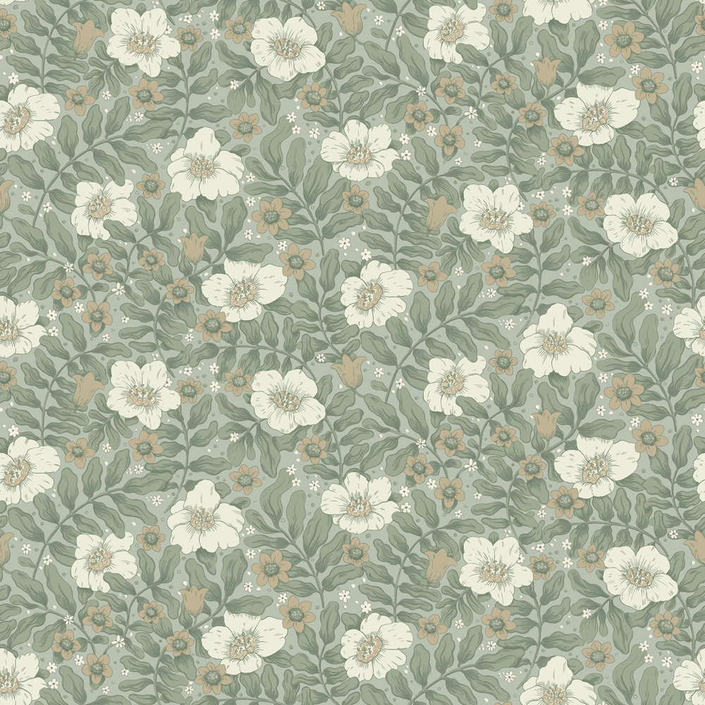 Blue Wallpaper with a Floral Pattern