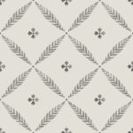 Gray wallpaper with leaves, floral, and large-scale patterns