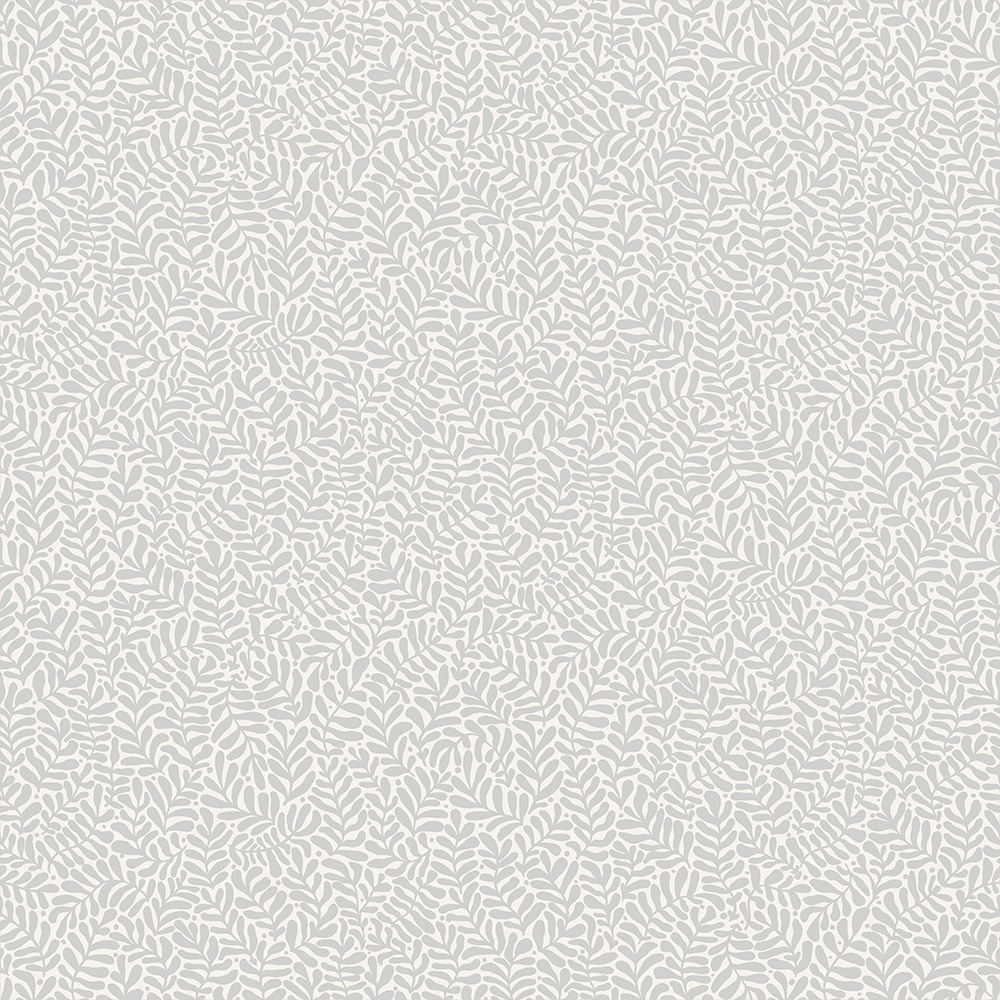 Gray, Neutral Wallpaper with Leaves, Small Pattern