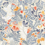 Multicolored, Blue wallpaper with a floral, large-scale pattern