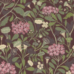 Green, Purple Wallpaper with a Floral Pattern