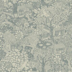 Blue Wallpaper with Children, Floral, , Forest Patterns