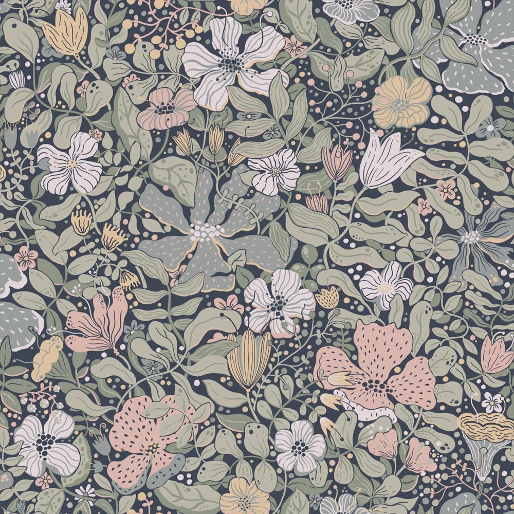 Blue, Multicolored wallpaper with children, floral,  patterns