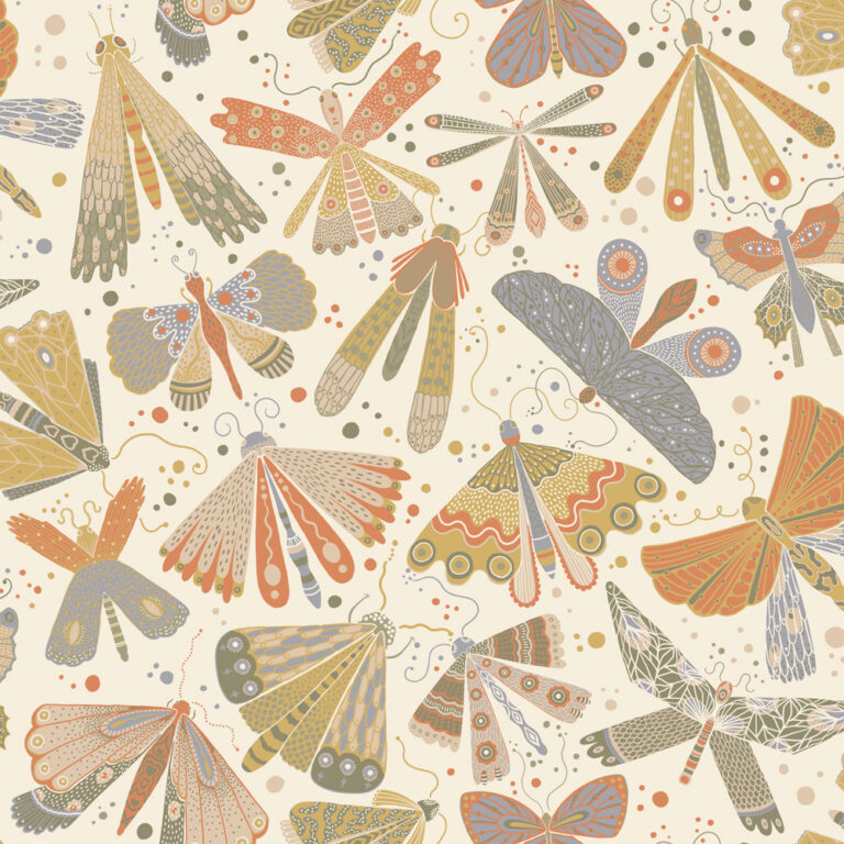 Multicolored wallpaper with children's and animal patterns