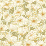 Yellow wallpaper with a floral, large-scale pattern