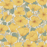 Yellow wallpaper with a floral, large-scale pattern