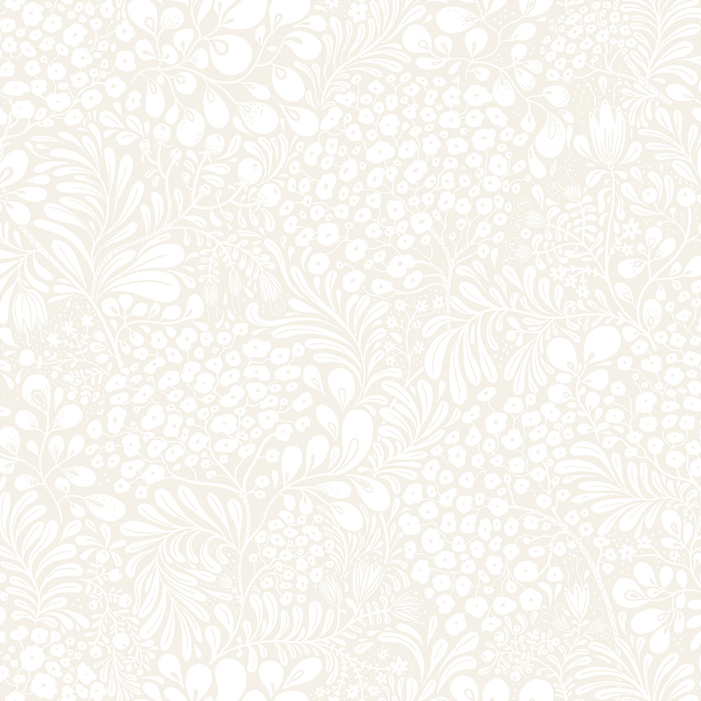Beige, Neutral, White Wallpaper with Leaf Pattern