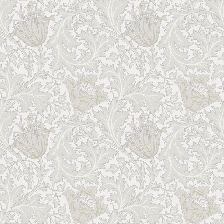 Beige and White Wallpaper with a Floral Pattern