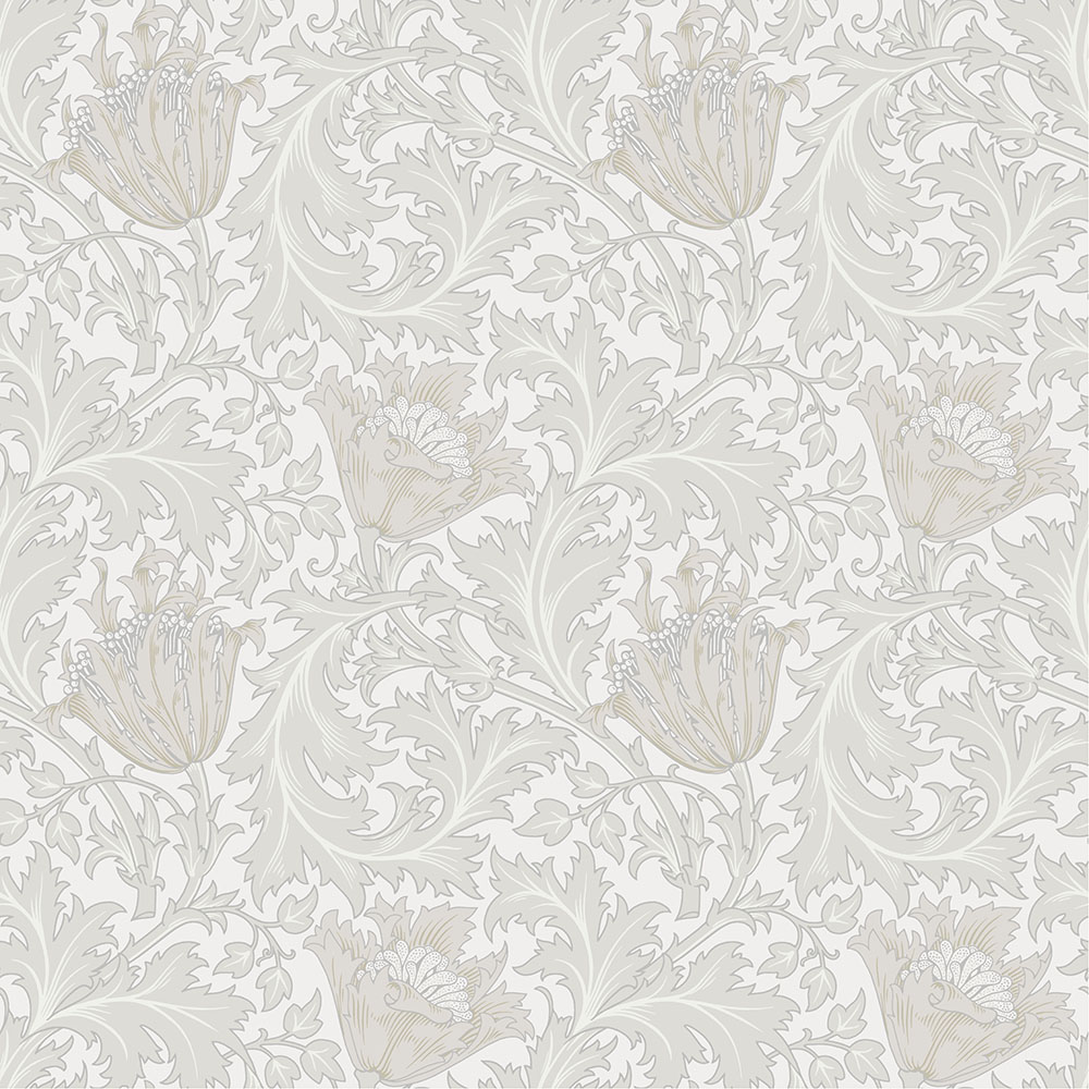 Beige and White Wallpaper with a Floral Pattern