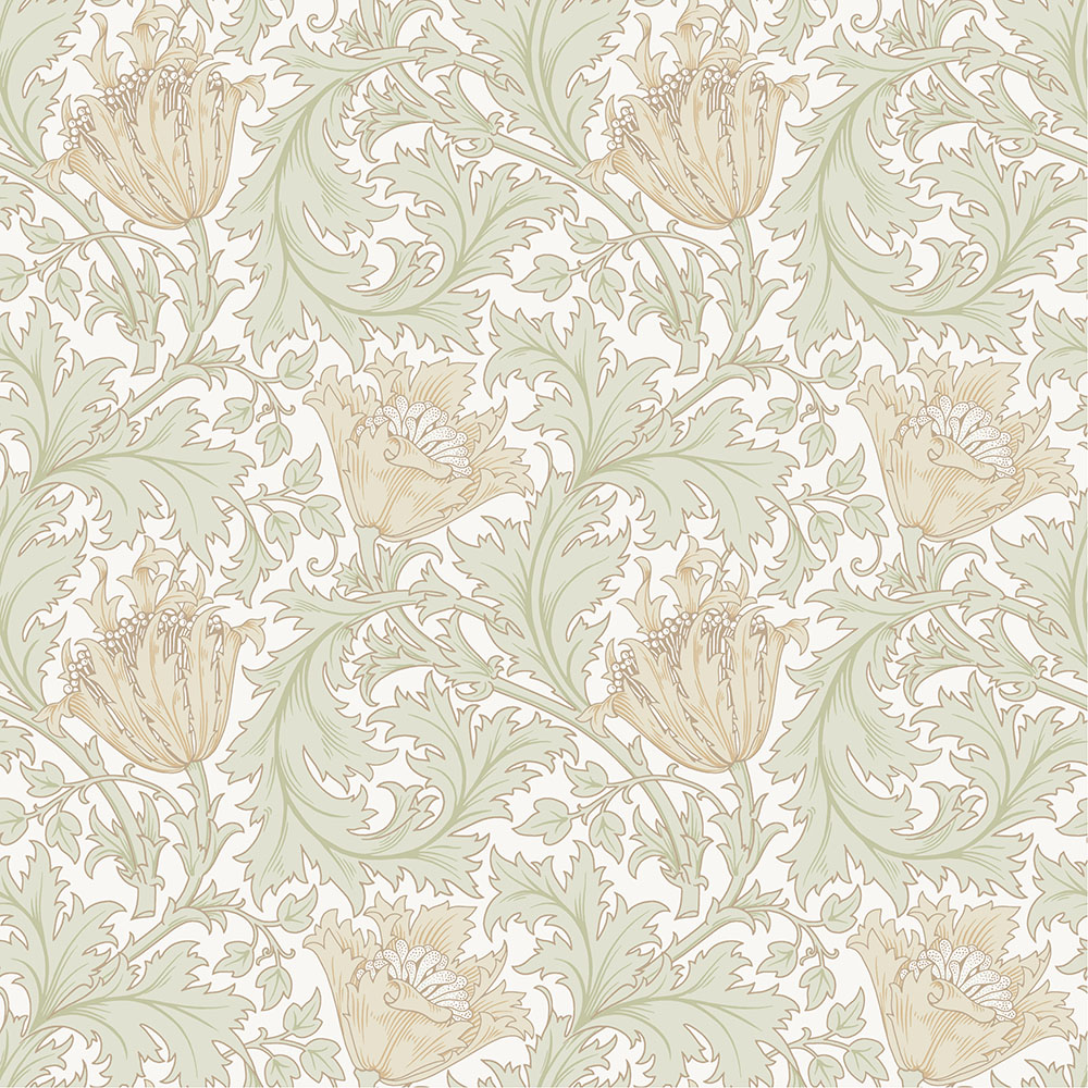 Green and Yellow Wallpaper with a Floral Pattern