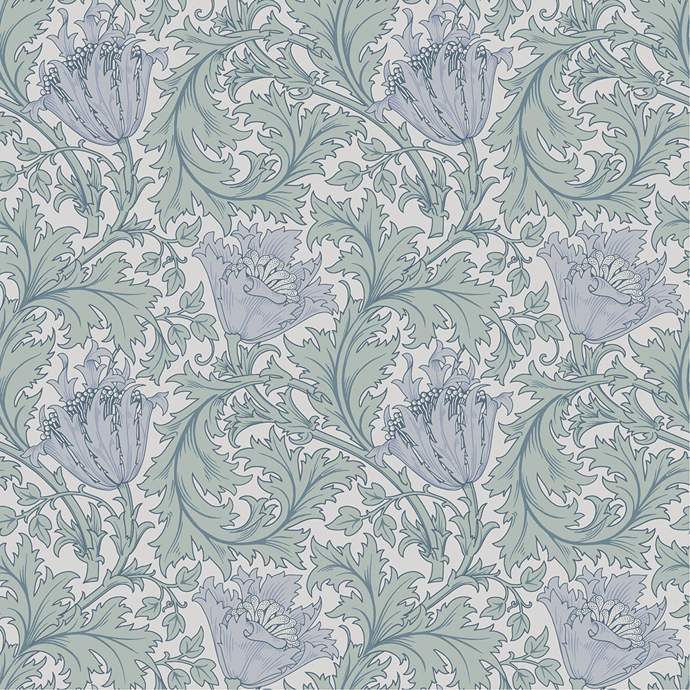 Blue and Green Wallpaper with a Floral Pattern