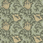 Green wallpaper with a floral pattern